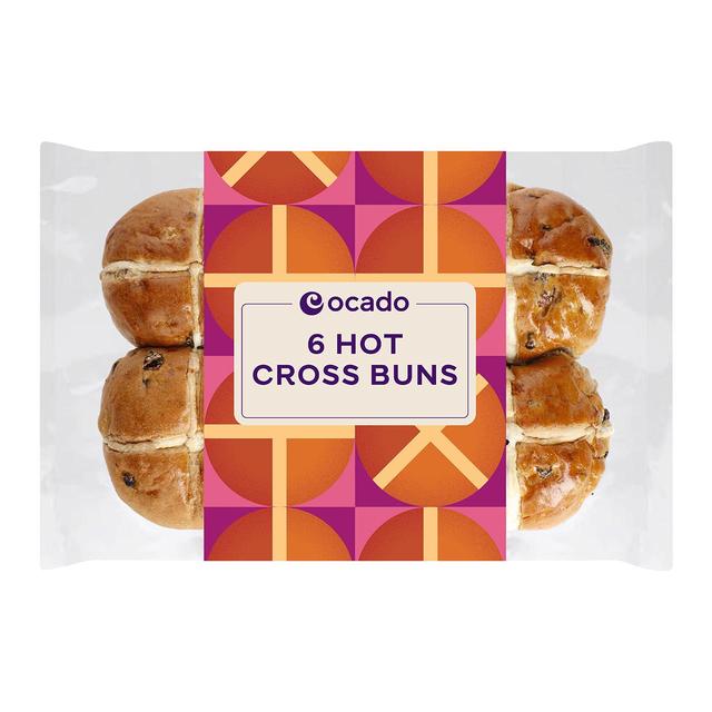 G H Sheldon Ocado Hot Cross Buns, 6 Per Pack
