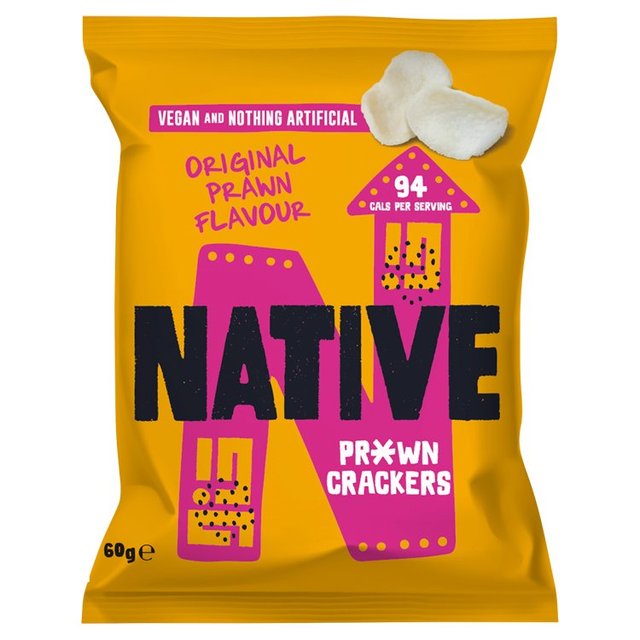 Native Snacks Native Vegan Prawn Crackers, Original Flavour Sharing Bag, 60g
