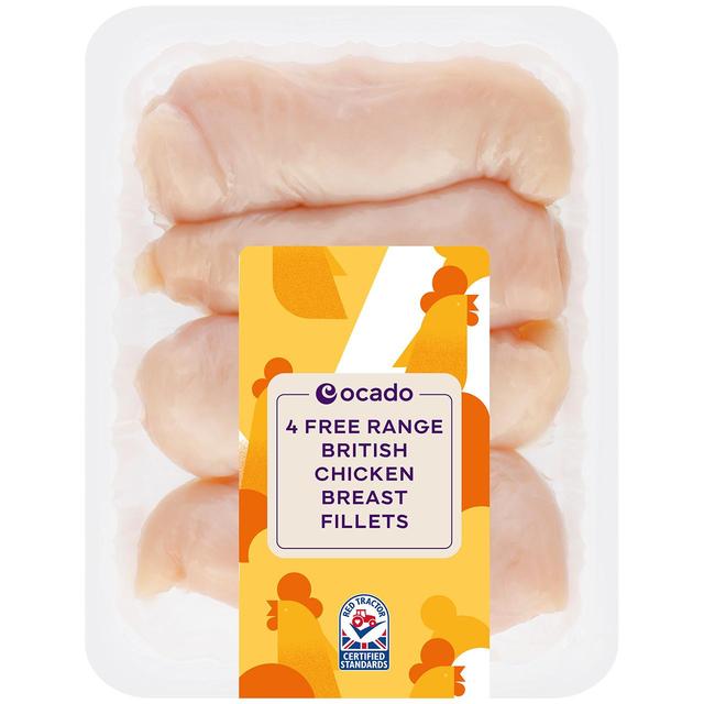 Ocado 4 Free Range British Chicken Breast Fillets, Typically: 660g