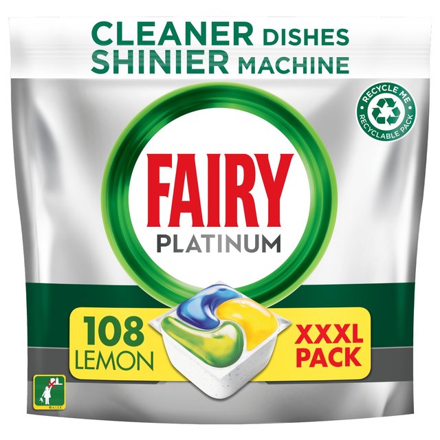 Fairy Platinum Lemon Dishwasher Tablets, XXXL, 108 Per Pack