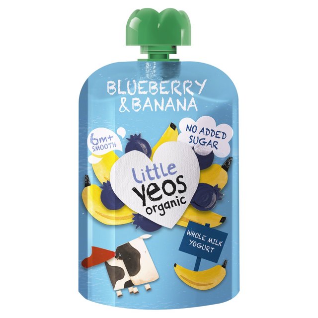 Yeo Valley Little Yeos No Added Sugar Blueberry & Banana Pouch, 85g