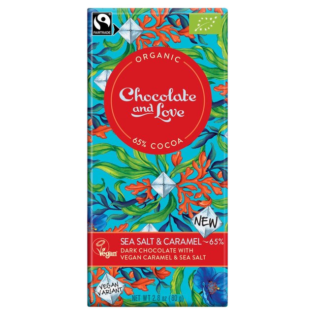 Chocolate and Love ’Sea Salt’ Organic Dark Chocolate, 80g