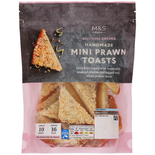 M & S Handmade Mini Prawn Toasts Frozen, 230g