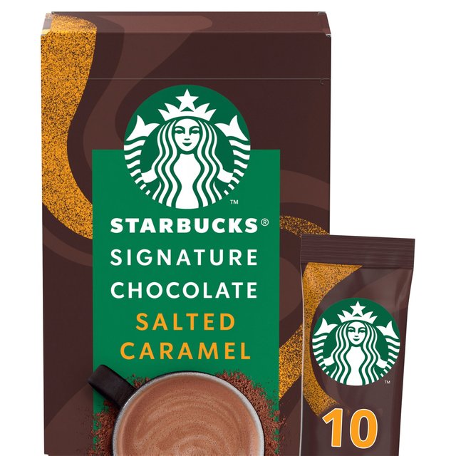 Starbucks Starbuck Signature Salted Caramel Hot Chocolate Powder Sachets, 10 Per Pack