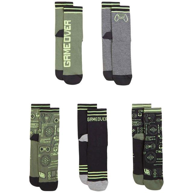 M & S 5 Pack Gaming Socks, Size 8-12 Multi