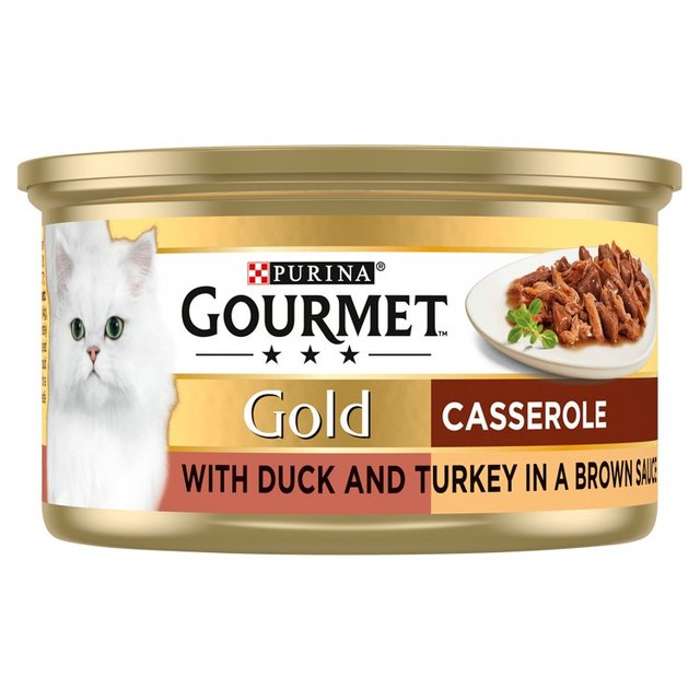 Gourmet Gold Tinned Cat Food Duck and Turkey Casserole, 85g