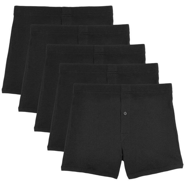 M & S Mens Collection Pure Cotton Trunks 5 Pack, Size M, Black