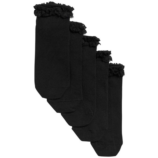M & S Girls Frill Trainer Liners, 5 Pack, 12-3, Black