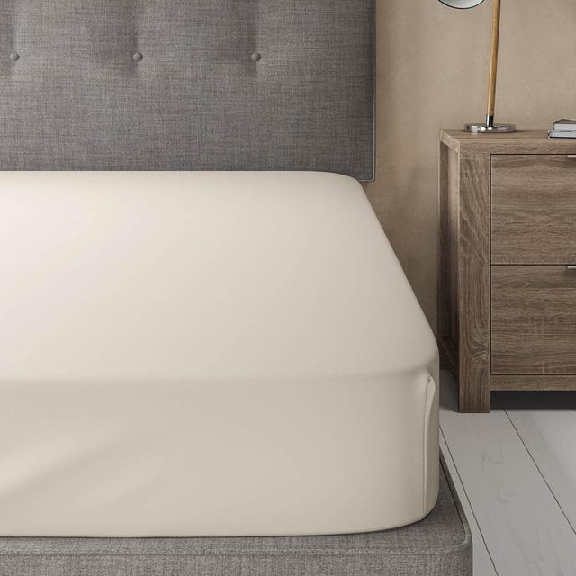 M & S Comfortably Cool Tecel Rich Fitted Sheet, Double, Cream
