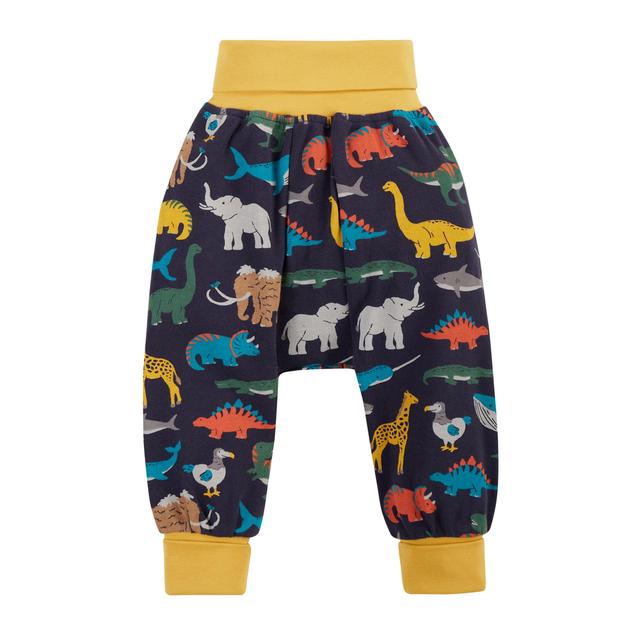 Frugi Yellow, Blue and White Cotton Switch Animal Print Parsnip Pants, Size 0-3 Months
