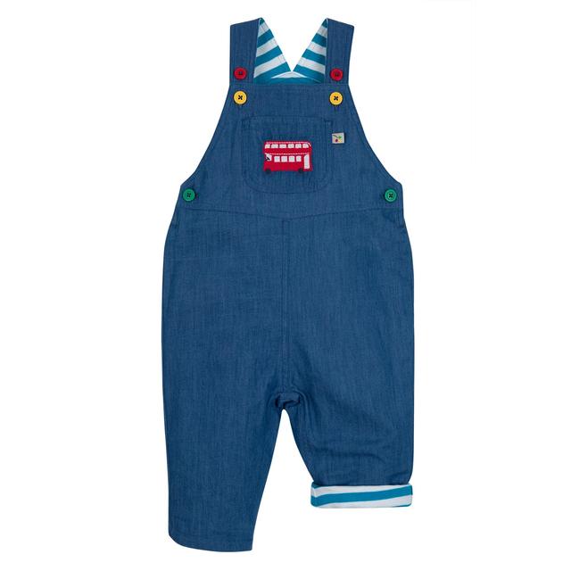 Frugi Hopscotch Dungaree, Chambray/Bus, 0-3 Months