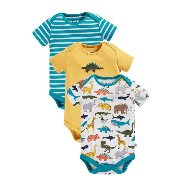 Frugi Super Special 3 Pack Short Sleeve Bodies, Museum Life Pack, 0-3 m