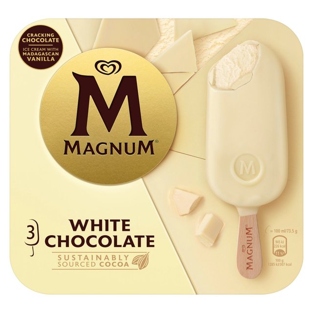 Magnum White Ice Cream Lollies, 3 x 100ml