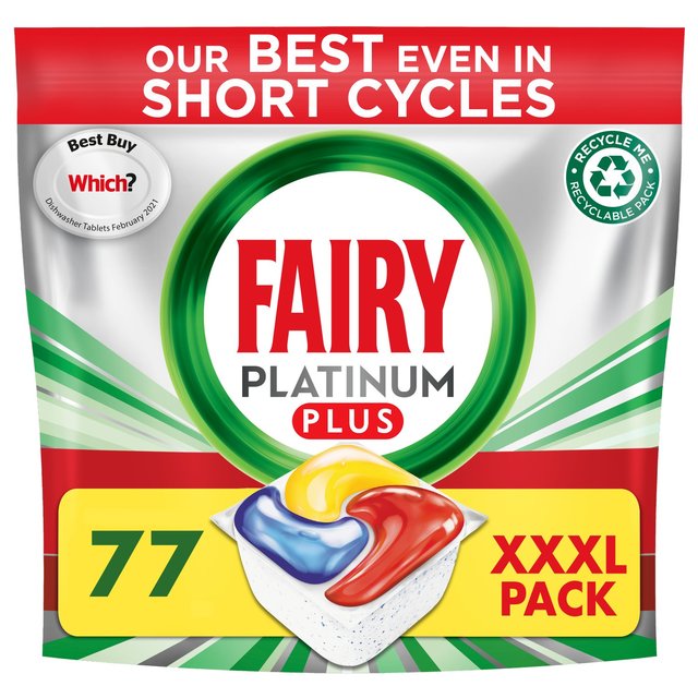 Fairy Platinum Plus Lemon Dishwasher Tablets, 77 Per Pack