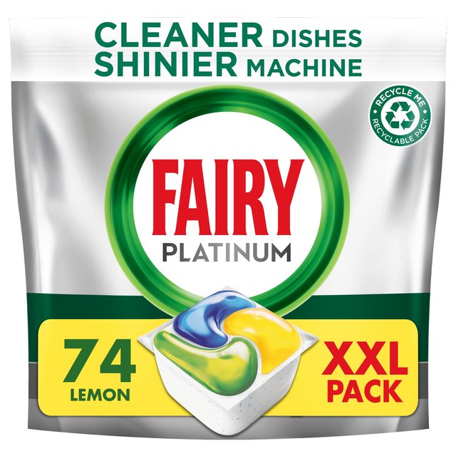 Fairy Platinum All in One Lemon Dishwasher Tablets, 74 Per Pack