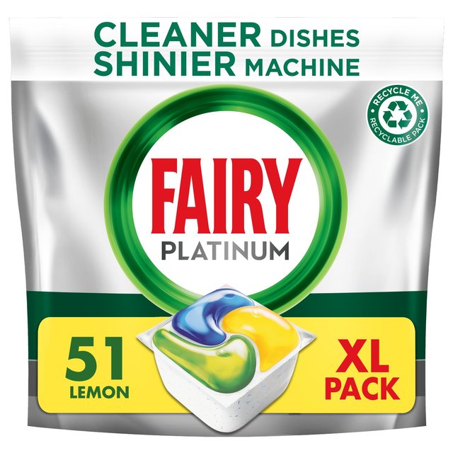 Fairy Platinum All in One Lemon Dishwasher Tablets, 51 Per Pack