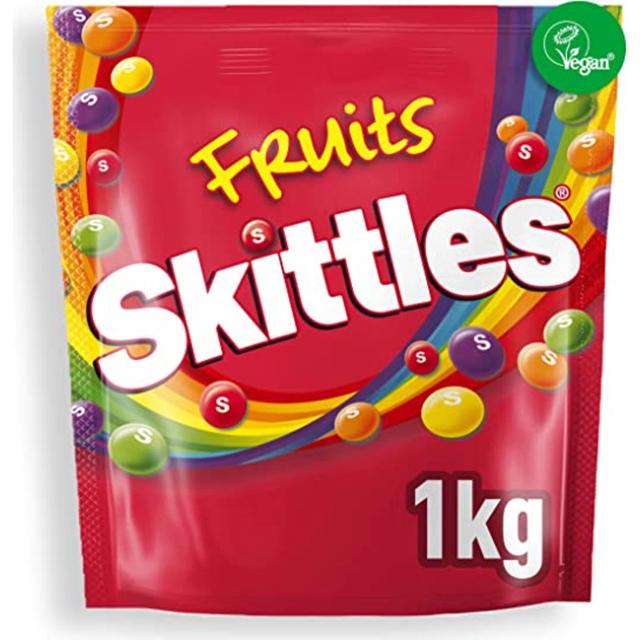 Skittles Vegan Chewy Sweets Fruit Flavoured Bulk Sharing Bag, 1000g