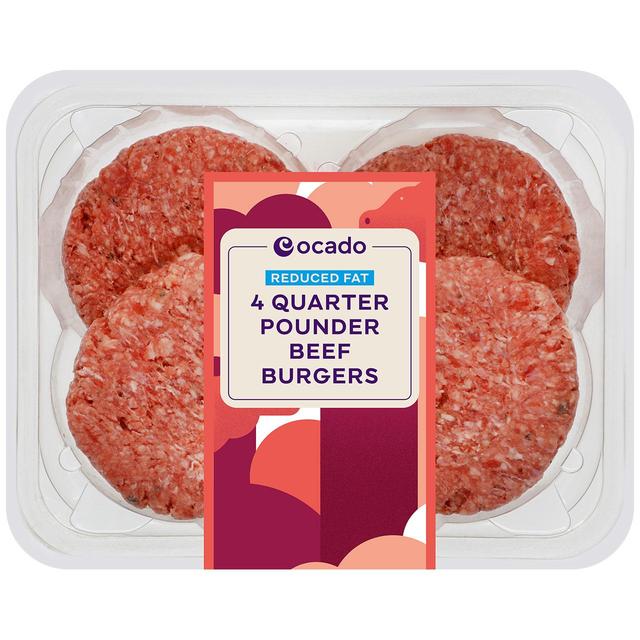Ocado Reduced Fat Quarter Pounder Burgers, 454g