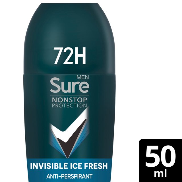 Sure Men 72hr Nonstop Antiperspirant Deodorant Roll On Invisible Ice, 50ml