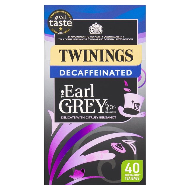 Twinings Decaffeinated Earl Grey Tea With 40 Tea Bags, 40 Per Pack