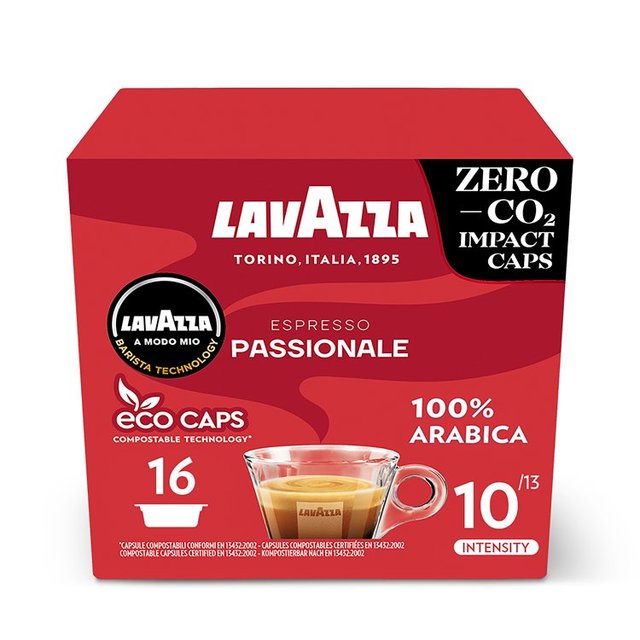 Lavazza A Modo Mio Compostable Passionale Coffee Capsules, 16 Per Pack