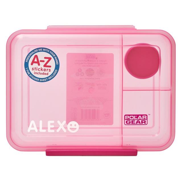 Polar Gear Kids Clic-tite Personalise A-Z Stickers Trio Lunch Box 1.1l Pink