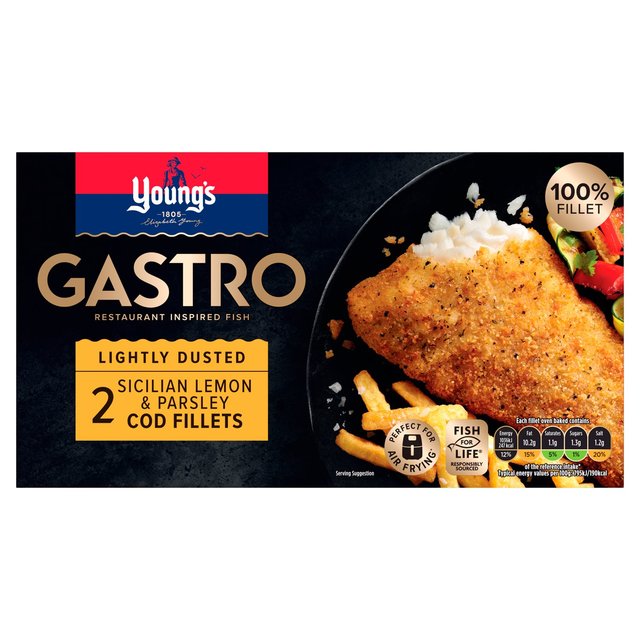 Young’s Gastro 2 Lightly Dusted Sicilian Lemon and Parsley Cod Fillets, 270g