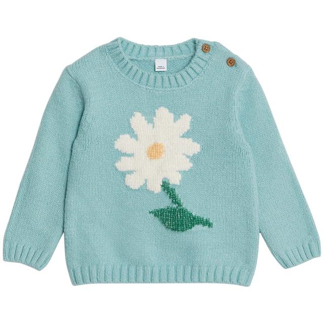M & S Daisy Chunky Knit Jumper, 0-3 Months, Teal