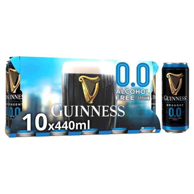 Guinness 0.0% Alcohol Free Draught Stout 10X440ml, 10 x 440ml