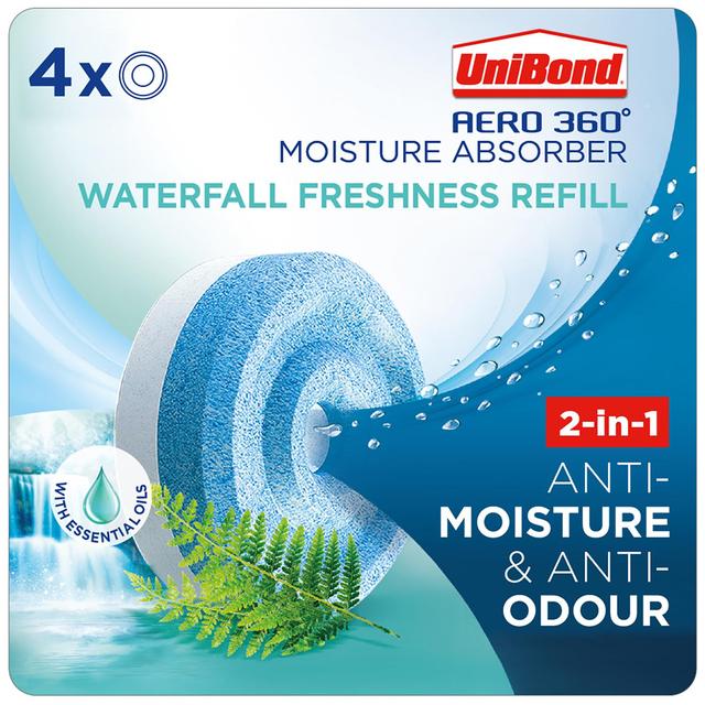 Unibond Aero 360 Moisture Absorber Waterfall Refill Tab, 4 Per Pack