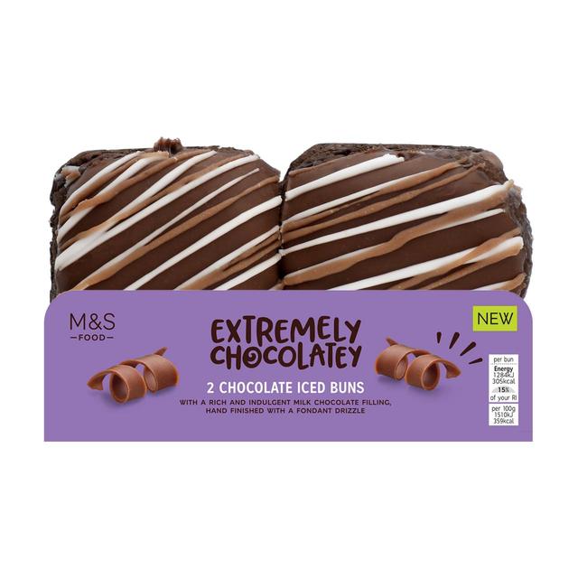 M & S Extremely Chocolatey Iced Buns, 170g