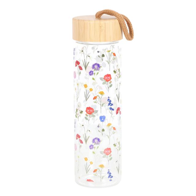 Something Different Wildflower Glass And Bamboo Water Bottle