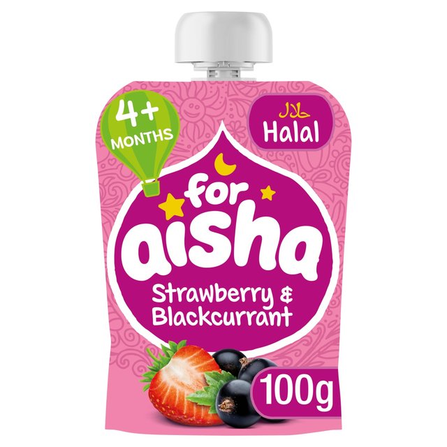 Aisha Fruit Pouch +4 Months, Strawberry & Blackcurrant, 100g 5 x 25g