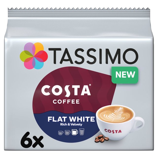 Tassimo Costa Flat White Coffee Pods, 6 Per Pack
