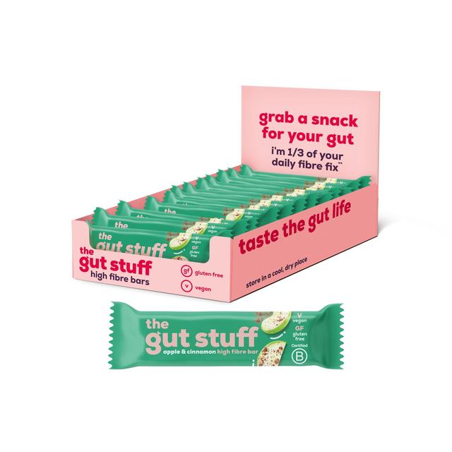 The Gut Stuff Apple & Cinnamon High Fibre Fruit & Nut Box of Bars, 12 x 35g