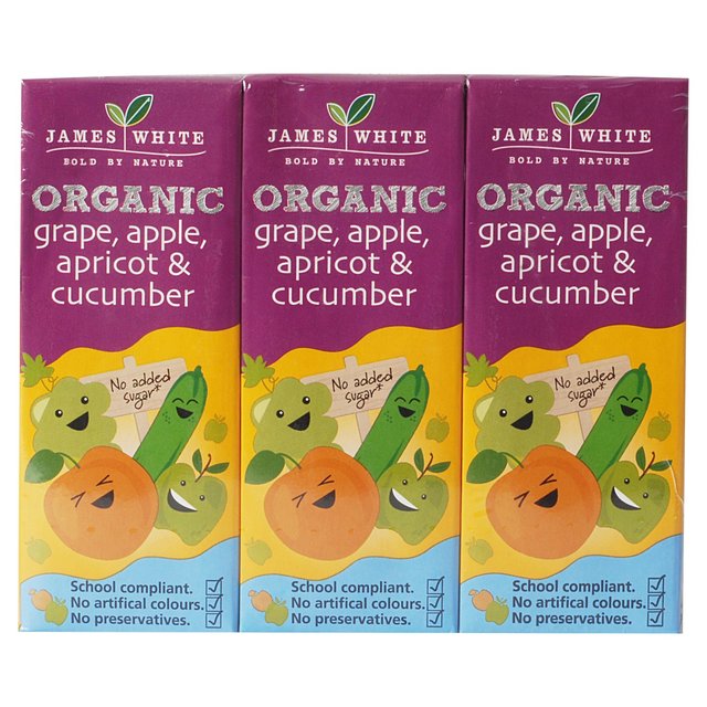 James White Organic Kids Grape,Apple,Apricot & Cucumber, 3 x 200ml