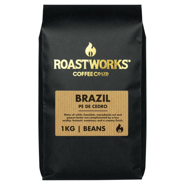 Roastworks Pe De Cedro Brazil Whole Bean Coffee 1kg, 6 x 1kg