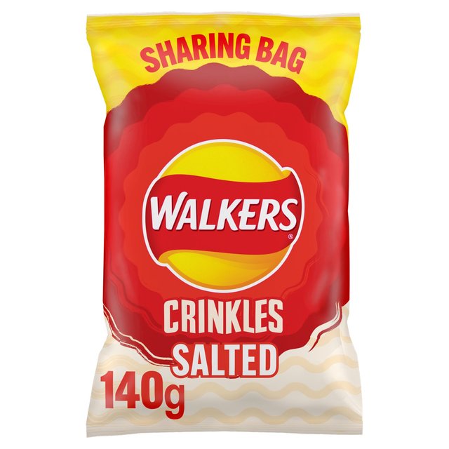 Walkers Crinkles Simply Salted Sharing Bag Crisps, 140g