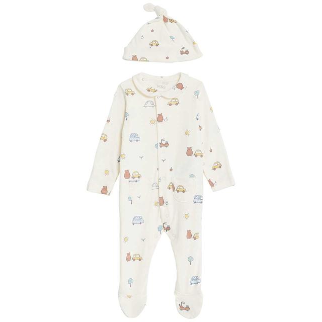 M & S Toy Town Sleepsuit Set, 0-3 Months, White, 2 per Pack