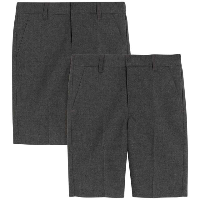 M & S Boys 2pk Slim Leg School Shorts Grey 3-4 Yrs, 2 per Pack