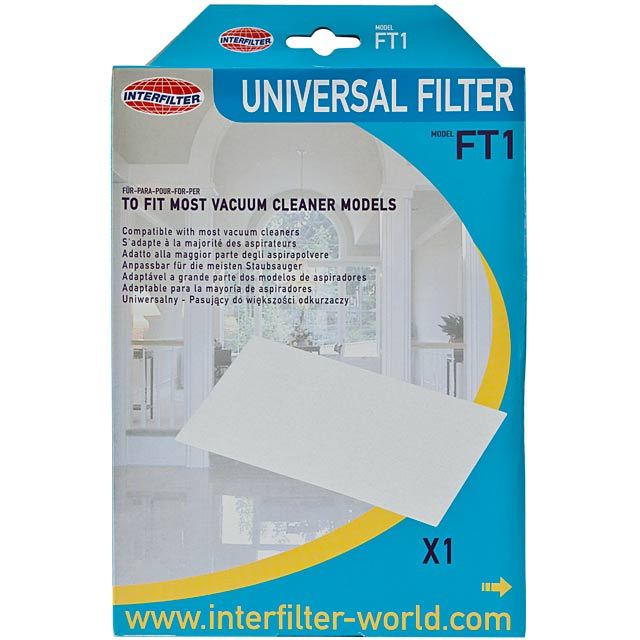 Interfilter Universal Microfibre Replacement Filter For Vacuum Cleaners, 240x175mm
