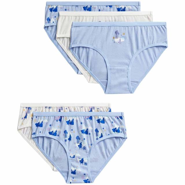 M & S Girls Pure Cotton Frozen Knickers, 2-3 Years, Blue, 5 pk, 5 per Pack
