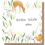 Hello Little One Woodland Critters New Baby Card