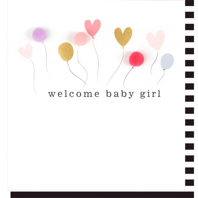 Caroline Gardner Balloons Welcome New Baby Girl Card