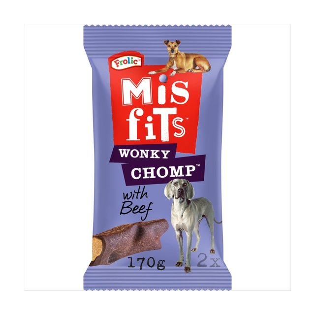 Misfits Wonky Chomp Adult Medium Dog Treats Beef, 2 x 85g