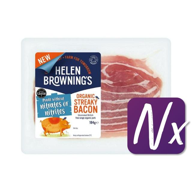 Helen Browning’s Unsmoked Organic Streaky Bacon No Added Nitrates, 184g