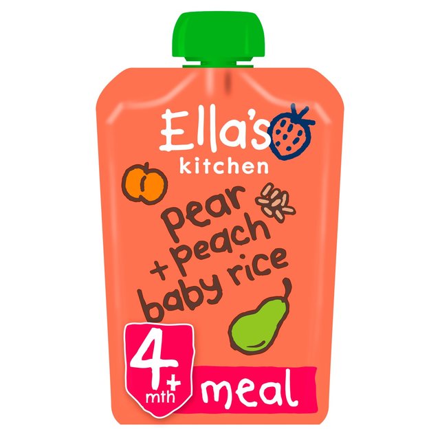 Ella’s Kitchen Pear and Peach Baby Rice Baby Food Pouch 4+ Months, 120g
