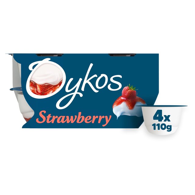 Oykos Strawberry Luxury Greek Style Yoghurt, 4 x 110g
