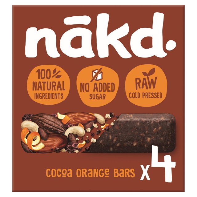 Nakd Cocoa Orange Fruit & Nut Bars, 4 x 35g