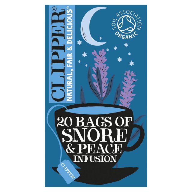 Clipper Snore & Peace Organic Chamomile, Lemon Balm & Lavender Tea Bags, 20 Per Pack
